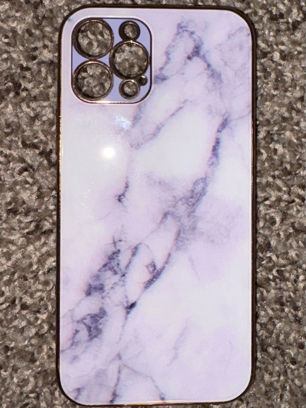 Marble Pattern Phone Case - White & Lavender - IPHONE 12PRO
